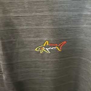 Greg Norman Play Dry Men's XL Golf Polo Shirt Dark Blue Short Sleeve Shark Logo